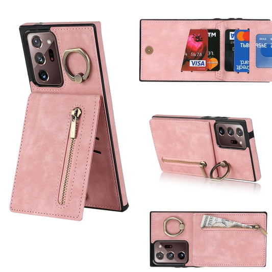 Retro Ring and Zipper RFID Card Slot Phone Case, For Samsung Galaxy Note20 Ultra