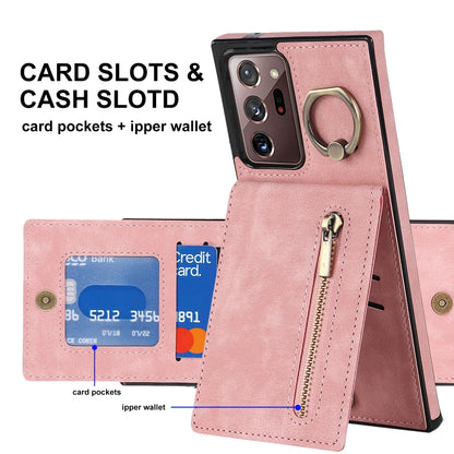 Retro Ring and Zipper RFID Card Slot Phone Case, For Samsung Galaxy Note20 Ultra