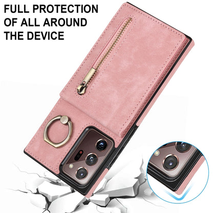 Retro Ring and Zipper RFID Card Slot Phone Case, For Samsung Galaxy Note20 Ultra