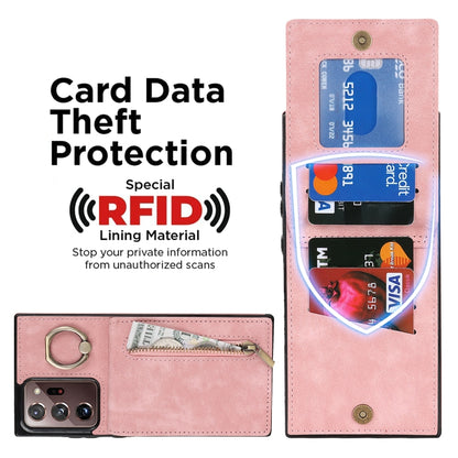 Retro Ring and Zipper RFID Card Slot Phone Case, For Samsung Galaxy Note20 Ultra