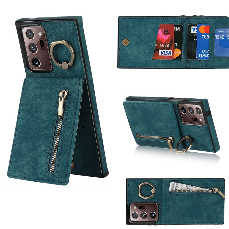 Retro Ring and Zipper RFID Card Slot Phone Case, For Samsung Galaxy Note20 Ultra