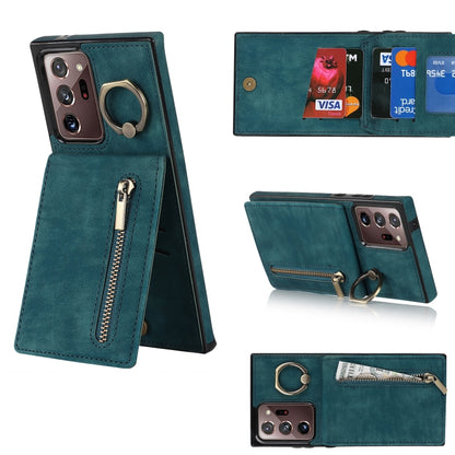 Retro Ring and Zipper RFID Card Slot Phone Case, For Samsung Galaxy Note20 Ultra