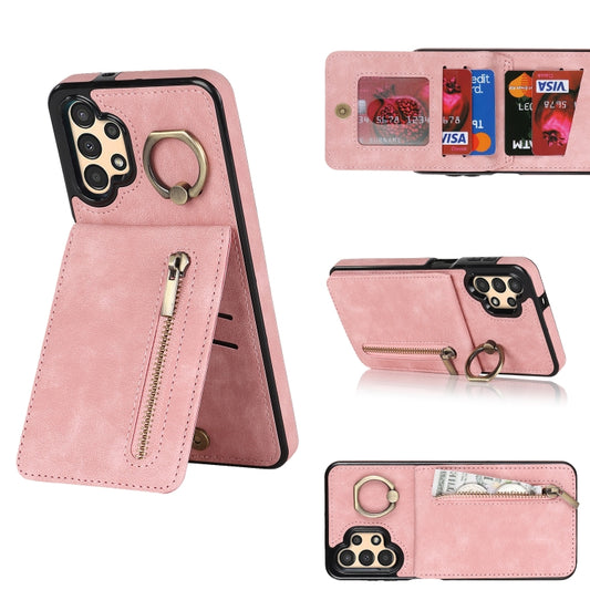 Retro Ring and Zipper RFID Card Slot Phone Case, For Samsung Galaxy A13 4G / 5G
