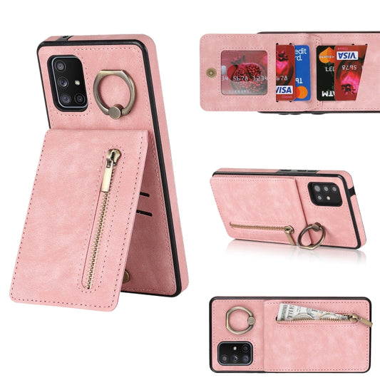 Retro Ring and Zipper RFID Card Slot Phone Case, For Samsung Galaxy A71 5G