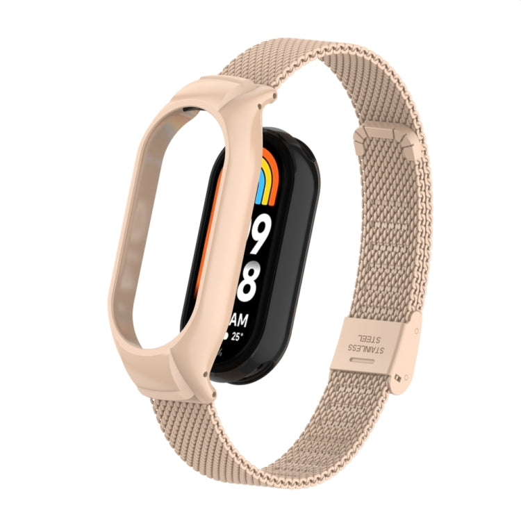 Integrated Mental Case + Steel Mesh Buckle Watch Band, Compatible with Xiaomi Mi Band 8