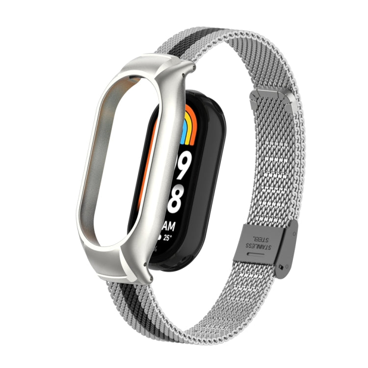 Integrated Mental Case + Steel Mesh Buckle Watch Band, Compatible with Xiaomi Mi Band 8