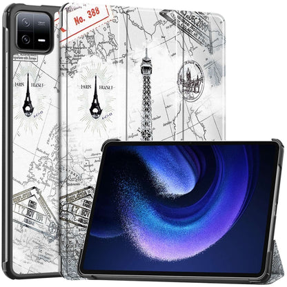 Custer Painted 3-Fold Stand Leather Smart Tablet Case