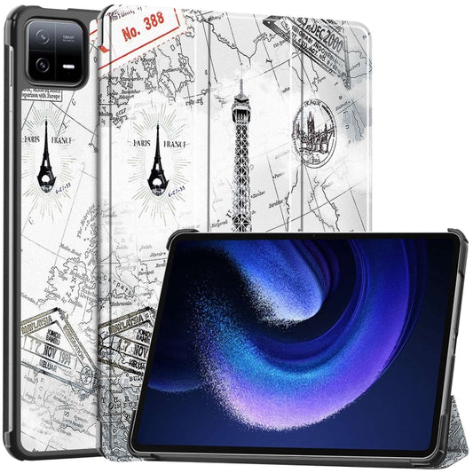 Custer Painted 3-Fold Stand Leather Smart Tablet Case