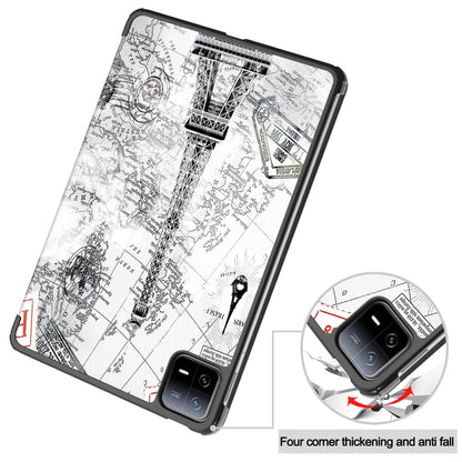 Custer Painted 3-Fold Stand Leather Smart Tablet Case