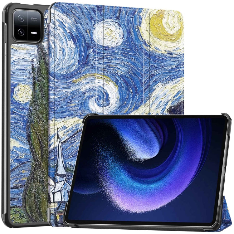 Custer Painted 3-Fold Stand Leather Smart Tablet Case