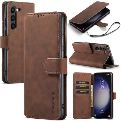 DG.MING Retro Oil Edge Flip Leather Phone Case, Compatible with Samsung Galaxy S23 5G