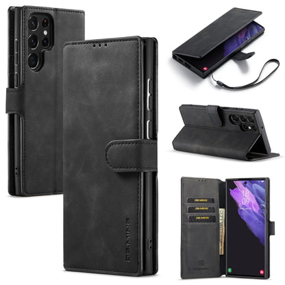 DG.MING Retro Oil Edge Flip Leather Phone Case, Compatible with Samsung Galaxy S23 Ultra 5G
