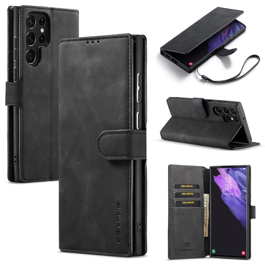 DG.MING Retro Oil Edge Flip Leather Phone Case, Compatible with Samsung Galaxy S23 Ultra 5G
