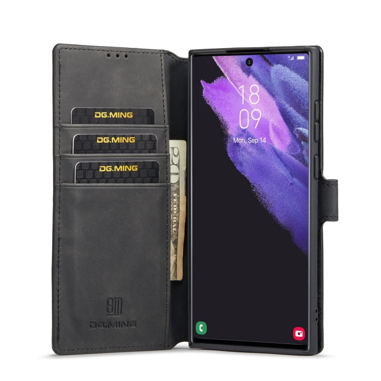 DG.MING Retro Oil Edge Flip Leather Phone Case, Compatible with Samsung Galaxy S23 Ultra 5G