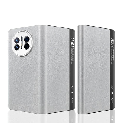 Retro Magnetic Side Window View Leather Smart Phone Case, Compatible with Huawei Mate X3