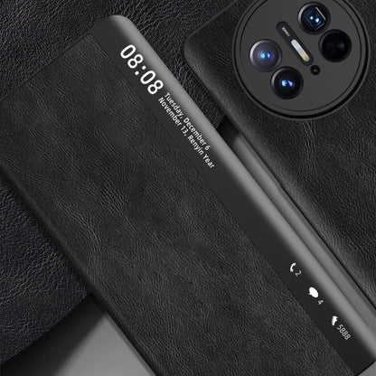 Retro Magnetic Side Window View Leather Smart Phone Case, Compatible with Huawei Mate X3