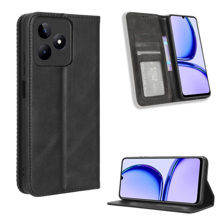 Magnetic Buckle Retro Texture Leather Phone Case, For Realme Note 50 4G