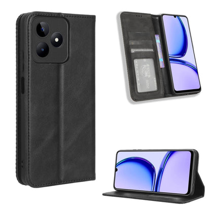 Magnetic Buckle Retro Texture Leather Phone Case, For Realme Note 50 4G