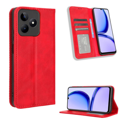 Magnetic Buckle Retro Texture Leather Phone Case, For Realme Note 50 4G
