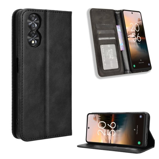 Magnetic Buckle Retro Texture Leather Phone Case, Compatible with TCL 40 NxtPaper 4G
