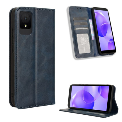 Magnetic Buckle Retro Texture Leather Phone Case, Compatible with TCL 502