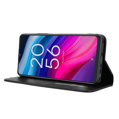 Magnetic Buckle Retro Texture Leather Phone Case, Compatible with TCL 50 5G