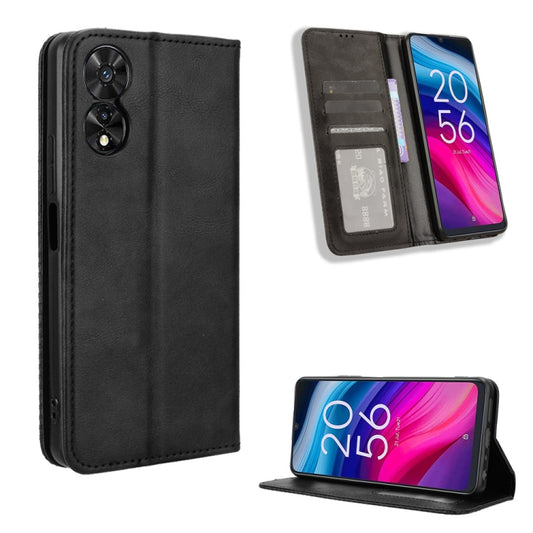 Magnetic Buckle Retro Texture Leather Phone Case, Compatible with TCL 50 SE 4G