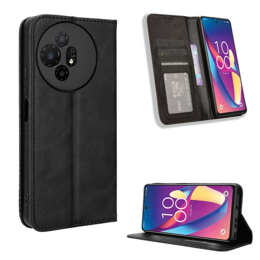 Magnetic Buckle Retro Texture Leather Phone Case, Compatible with TCL 50 XL 5G