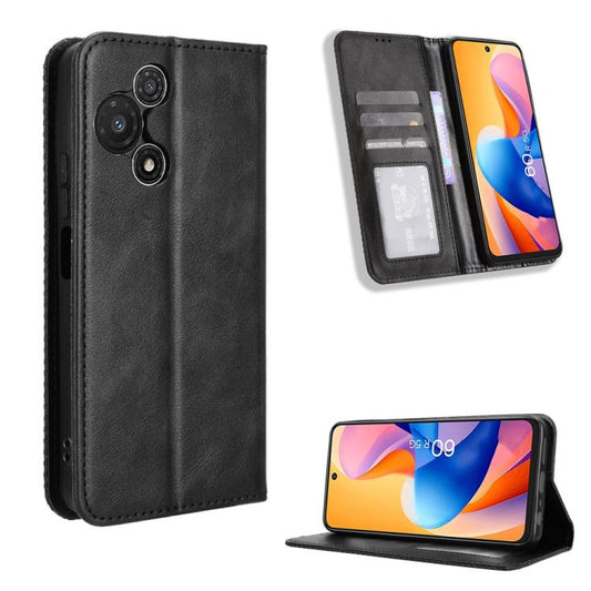 Magnetic Buckle Retro Texture Leather Phone Case, Compatible with TCL 60R 5G