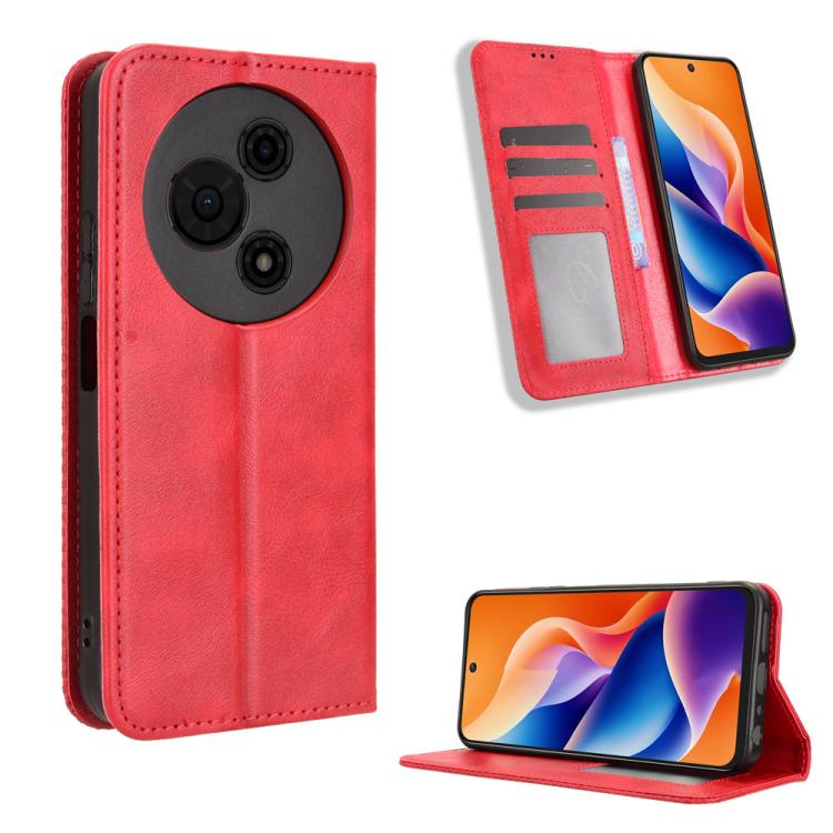Magnetic Buckle Retro Texture Leather Phone Case, Compatible with TCL 605 / 60 SE