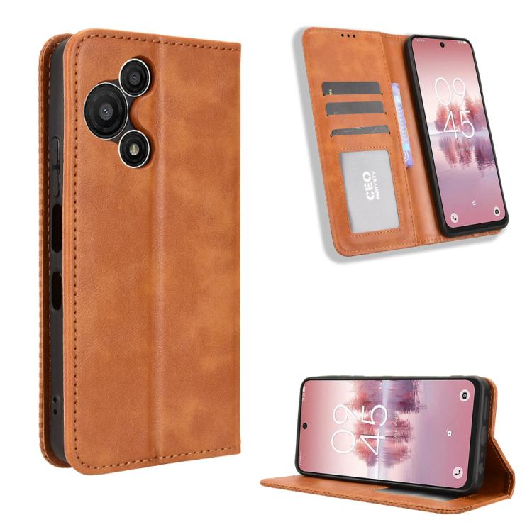 Magnetic Buckle Retro Texture Leather Phone Case, Compatible with TCL 60 SE NxtPaper 5G
