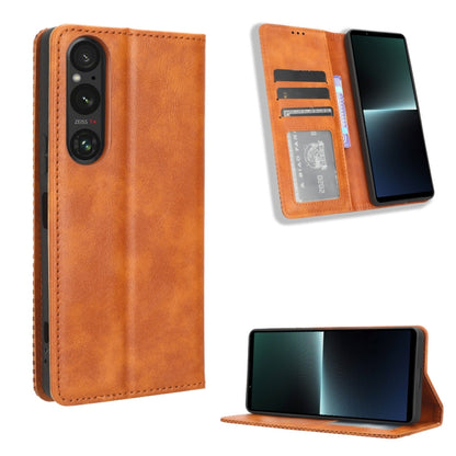 Magnetic Buckle Retro Texture Leather Phone Case, Compatible with Sony Xperia 1 V
