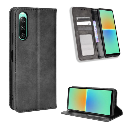 Magnetic Buckle Retro Texture Leather Phone Case, Compatible with Sony Xperia 10 V