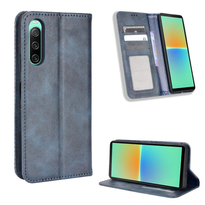 Magnetic Buckle Retro Texture Leather Phone Case, Compatible with Sony Xperia 10 V