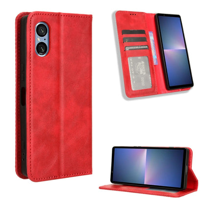 Magnetic Buckle Retro Texture Leather Phone Case, Compatible with Sony Xperia 5 V 2023