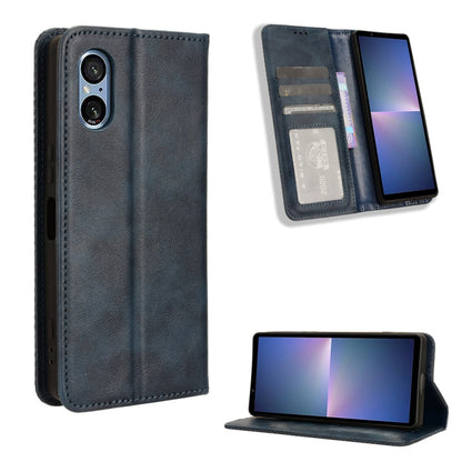 Magnetic Buckle Retro Texture Leather Phone Case, Compatible with Sony Xperia 5 V 2023