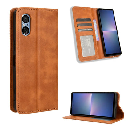 Magnetic Buckle Retro Texture Leather Phone Case, Compatible with Sony Xperia 5 V 2023