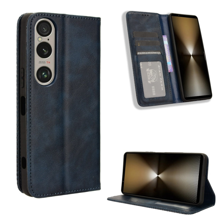 Magnetic Buckle Retro Texture Leather Phone Case, Compatible with Sony Xperia 1 VI 2024