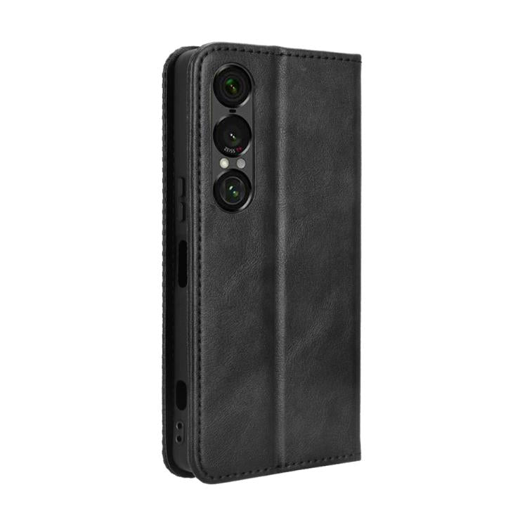 Magnetic Buckle Retro Texture Leather Phone Case, Compatible with Sony Xperia 1 VII