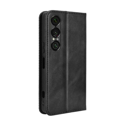 Magnetic Buckle Retro Texture Leather Phone Case, Compatible with Sony Xperia 1 VII