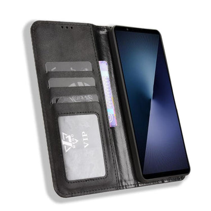 Magnetic Buckle Retro Texture Leather Phone Case, Compatible with Sony Xperia 1 VII