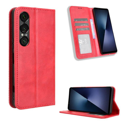 Magnetic Buckle Retro Texture Leather Phone Case, Compatible with Sony Xperia 1 VII