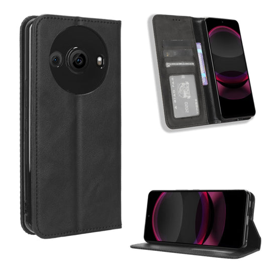 Magnetic Buckle Retro Texture Leather Phone Case, Compatible with Sharp Aquos R8 Pro / Leica Leitz Phone 3