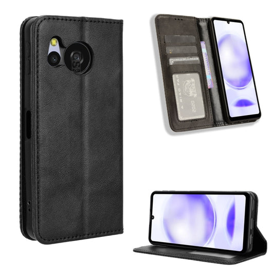 Magnetic Buckle Retro Texture Leather Phone Case, Compatible with Sharp Aquos Sense8
