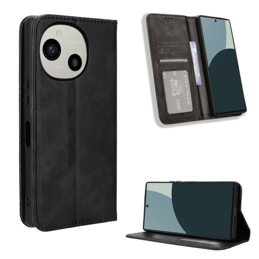 Magnetic Buckle Retro Texture Leather Phone Case, Compatible with Sharp Aquos R9