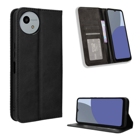 Magnetic Buckle Retro Texture Leather Phone Case, Compatible with Sharp Aquos wish4