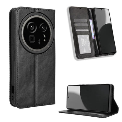 Magnetic Buckle Retro Texture Leather Phone Case, Compatible with Sharp Aquos R9 Pro