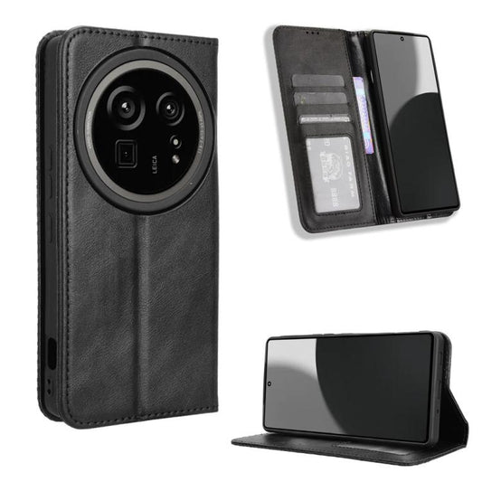 Magnetic Buckle Retro Texture Leather Phone Case, Compatible with Sharp Aquos R9 Pro