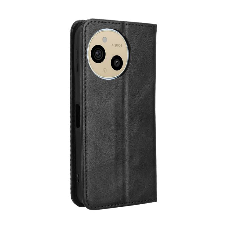 Magnetic Buckle Retro Texture Leather Phone Case, Compatible with Sharp Aquos Sense9