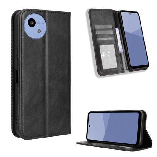 Magnetic Buckle Retro Texture Leather Phone Case, Compatible with Sharp Aquos wish5